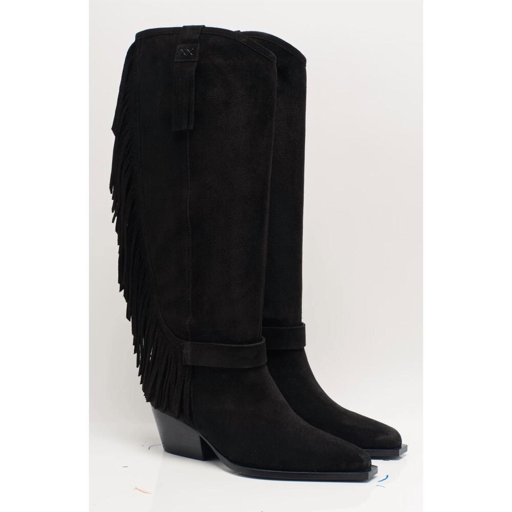 NEW FREE PEOPLE women's faith fringe western boots in black - Picture 3 of 4